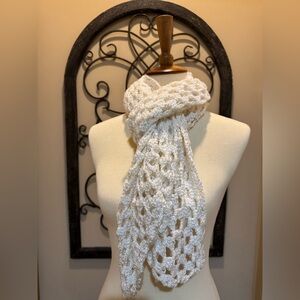 Women’s Elegant Cream Crochet Scarf